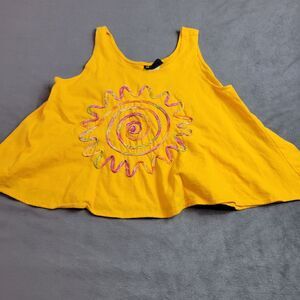 Vtg ASAP Crop Top Girls 6 Shirt Yellow Sleeveless Embroidered Sun 90s Y2K Tee